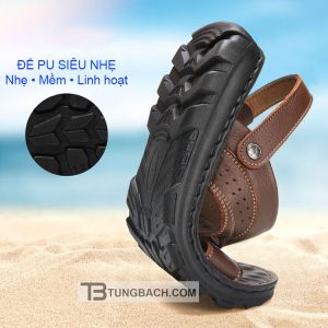 Dép Sandal Nam Da Bò Thật DSD01 Thoáng Khí Đế PU Dày Chống Trượt, Quai Hậu - Ảnh 8