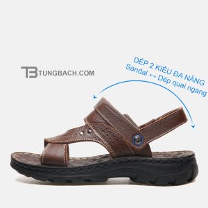 Dép Sandal Nam Da Bò Thật DSD01 Thoáng Khí Đế PU Dày Chống Trượt, Quai Hậu - Ảnh 7