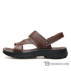 Dép Sandal Nam Da Bò Thật DSD01 Thoáng Khí Đế PU Dày Chống Trượt, Quai Hậu - Ảnh 13