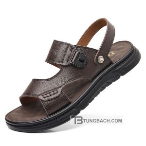 Dép Sandal Nam Da Bò Thật DSD02 Đế PU Chống Trượt, Chống Mài Mòn - Ảnh 6