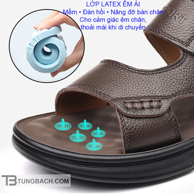 Dép Sandal Nam Da Bò Thật DSD02 Đế PU Chống Trượt, Chống Mài Mòn - Ảnh 13