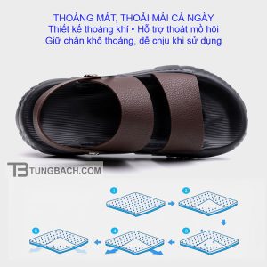 Dép Sandal Nam Da Bò Thật DSD03 Đế Dày Êm Chân, Chống Trượt - Ảnh 7