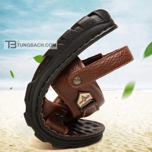 Dép Sandal Nam Da Bò Thật Đế PU Êm Chân DSD07 Quai Bản Rộng - Ảnh 10