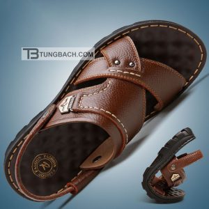 Dép Sandal Nam Da Bò Thật Đế PU Êm Chân DSD07 Quai Bản Rộng (14)
