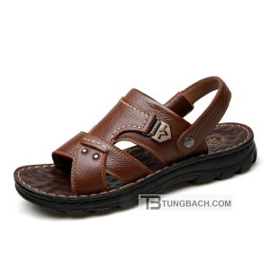 Dép Sandal Nam Da Bò Thật Đế PU Êm Chân DSD07 Quai Bản Rộng (18)