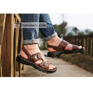 Dép Sandal Nam Da Bò Thật Đế PU Êm Chân DSD07 Quai Bản Rộng - Ảnh 14