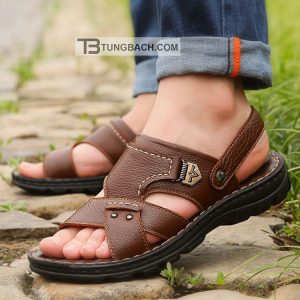 Dép Sandal Nam Da Bò Thật Đế PU Êm Chân DSD07 Quai Bản Rộng - Ảnh 12
