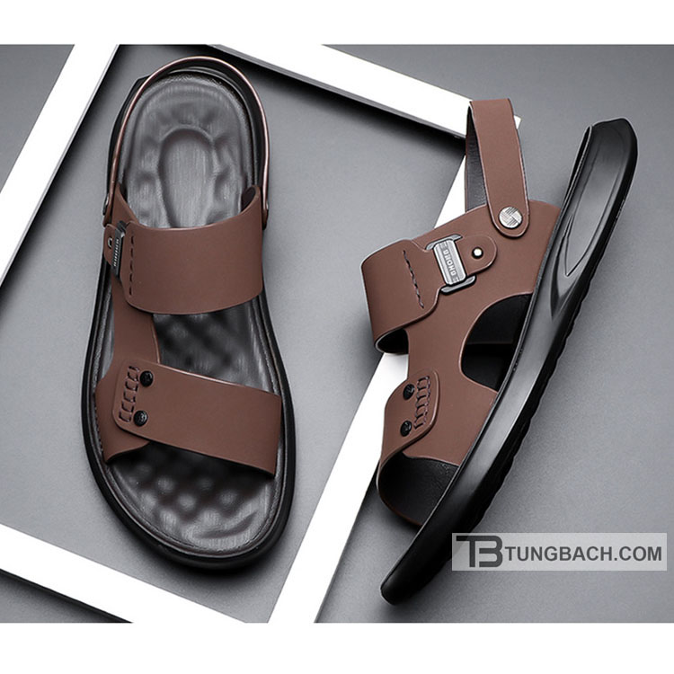 Dép Sandal Nam Da Microfiber Đế PU Êm Chân DSD08 - Ảnh 4