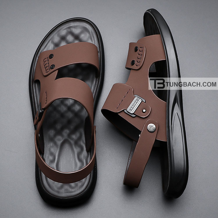Dép Sandal Nam Da Microfiber Đế PU Êm Chân DSD08 (2)