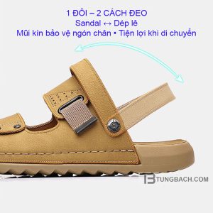 Dép Sandal Nam Da Quai Bản Rộng DSD05 Đế PU Êm Chân Đi 2 Kiểu - Ảnh 7